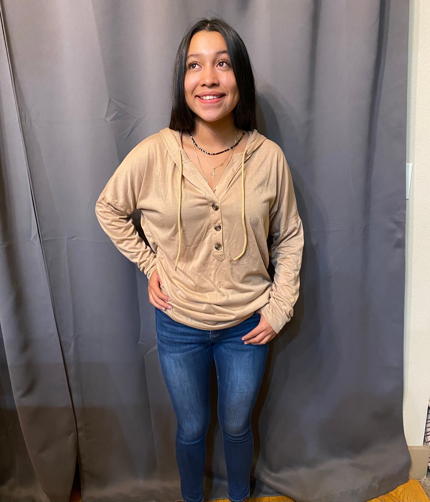 Light knit button front